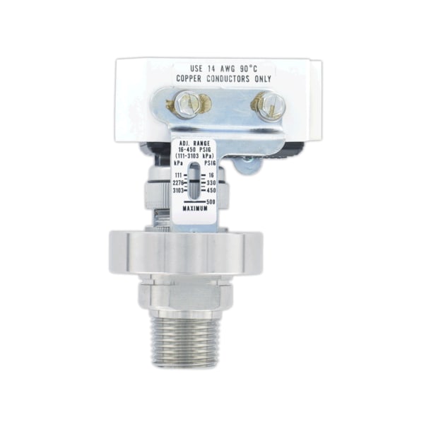 Dwyer Instruments Pressure switch, range 2-15 psig 0.14-1.03 bar, min. deadband 2 psig, max. deadband 3 psig. A1F-O-SS-1-2 - main